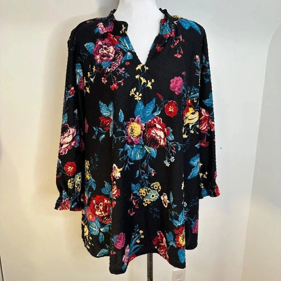 Lane Bryant Tops - 5/$20 Lane Bryant Black Swiss Dot Floral Top 18/20